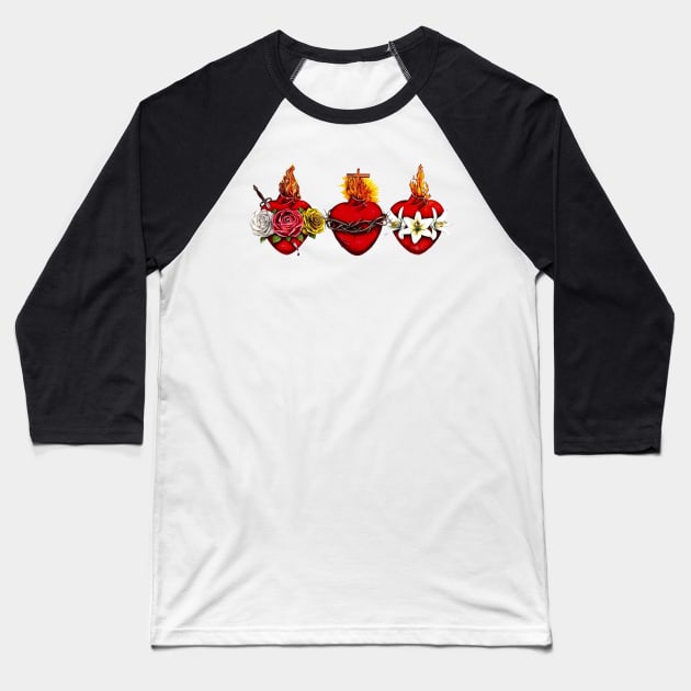 Hearts of the Holy Family Baseball T-Shirt by AnnetteMSmiddy